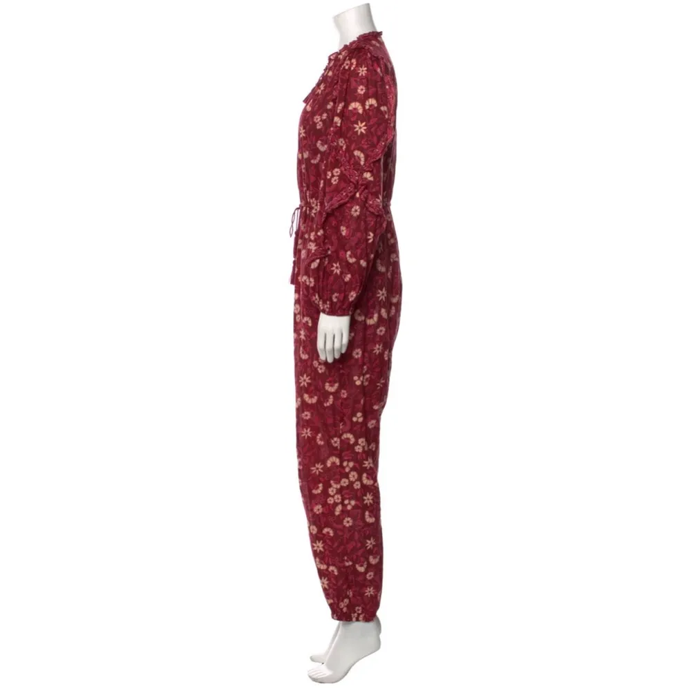 ULLA JOHNSON Delphine Burgundy Floral Printed Scoop Neck Jumpsuit Size 2 NEW - Image 5