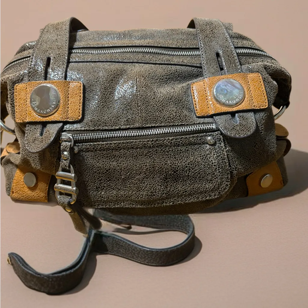B. Makowsky Textured Brown and Tan Shoulder Bag - Image 2