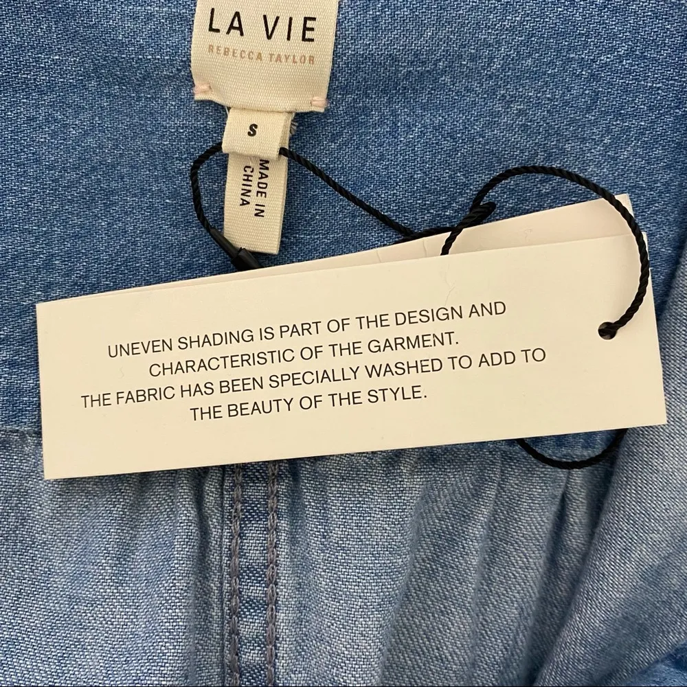 Rebecca Taylor La Vie Long Sleeve Drapey Jumpsuit in Clair Wash Size Small NWT - Image 15