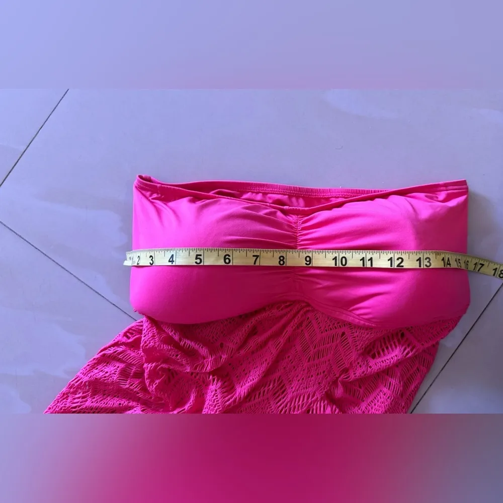 Vince Camuto Dragon Fruit Crochet Draped Tankini M - Image 6