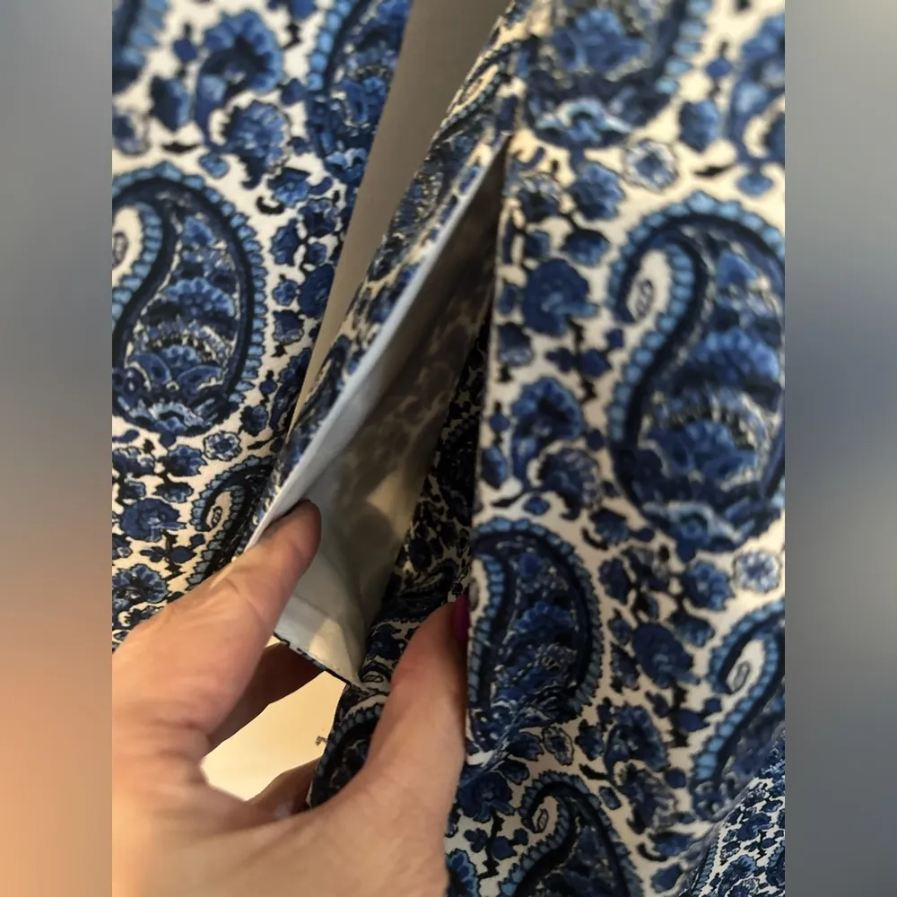 Derek Lam 10 Crosby Satina Women's 6 Snap Collar Blue Paisley Print  Mini - Image 11