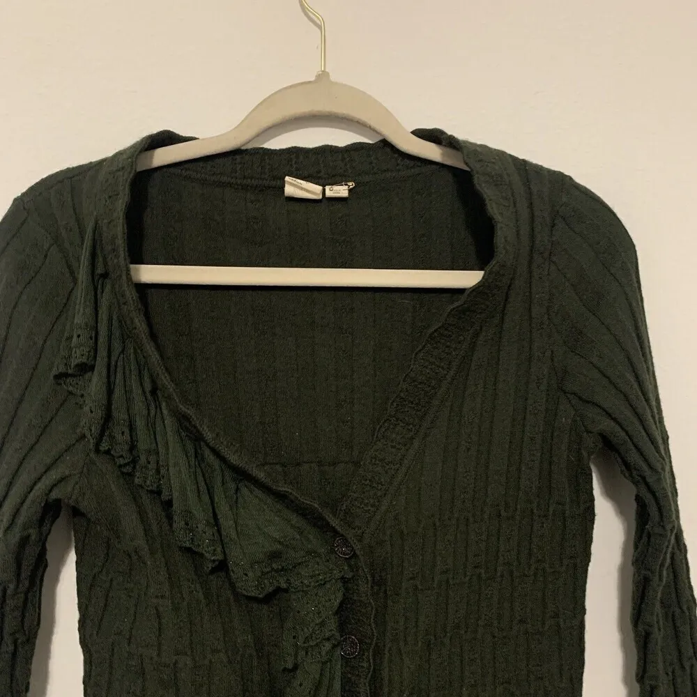 Little Yellow Bird Anthropologie Womens Size Medium Green Wool Blend Cardigan - Image 2