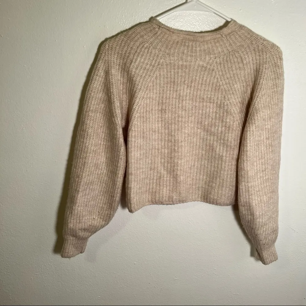 Topshop Ribbed Cropped Crew Neck Knitted Sweater Nude - Image 8
