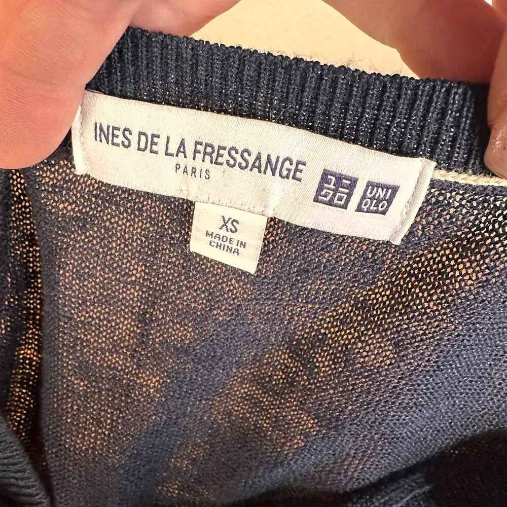 Ines De La Fressange Blue Linen Crewneck Sweater Size XS - Image 7