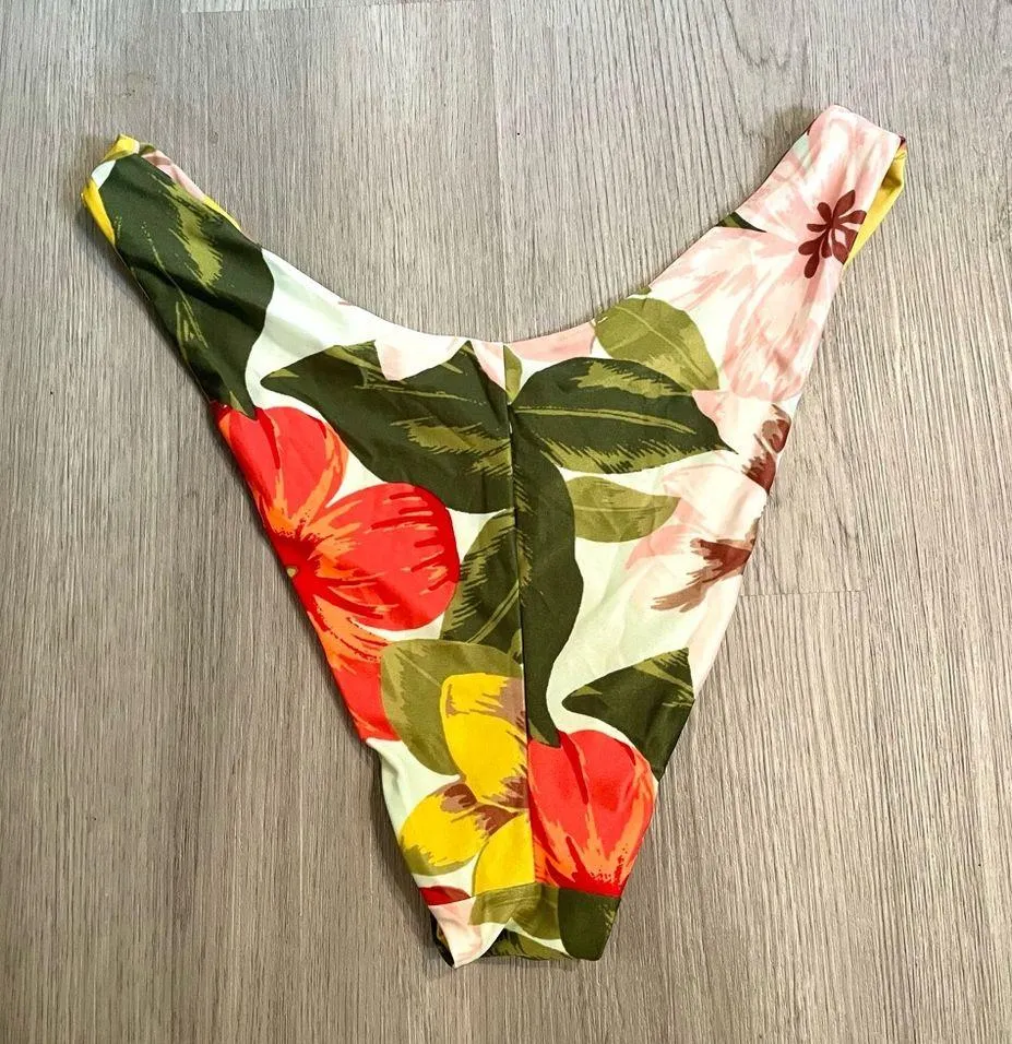 Aerie Cheekier High Cut Floral Tropical Print Bikini Bottoms size XL Cheeky - Image 3