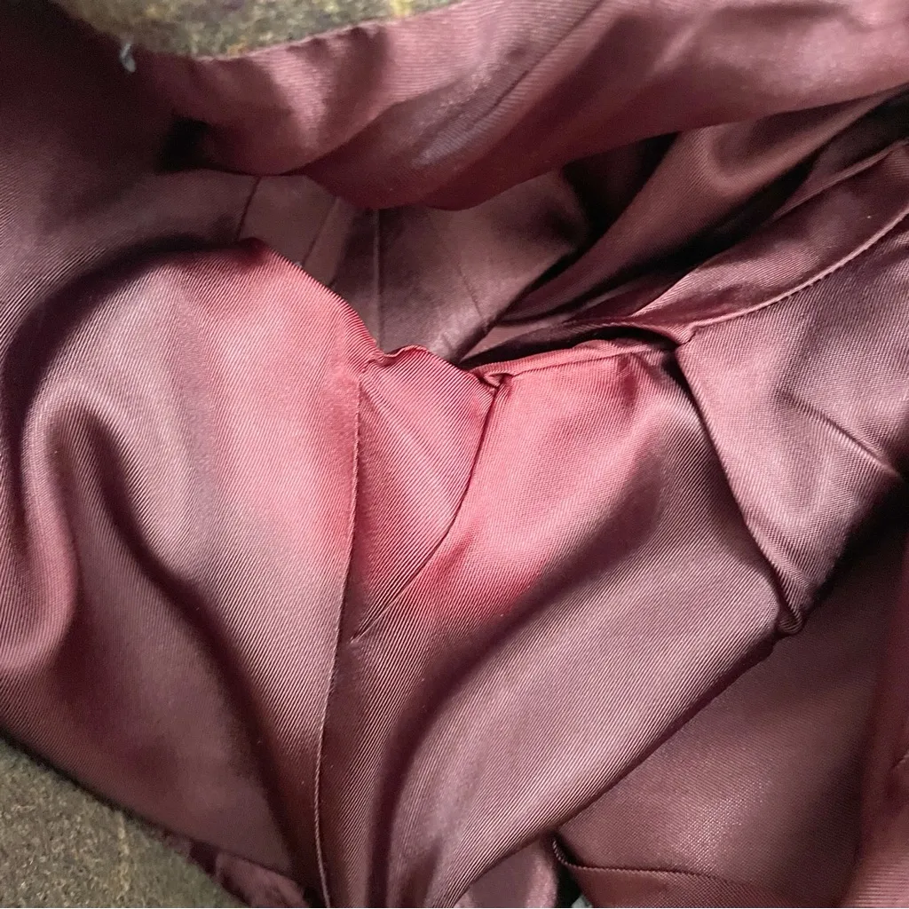 Talbots Collection Wool Tweed Windowpane Blazer Brown Tan Size 10 Suede Collar - Image 11