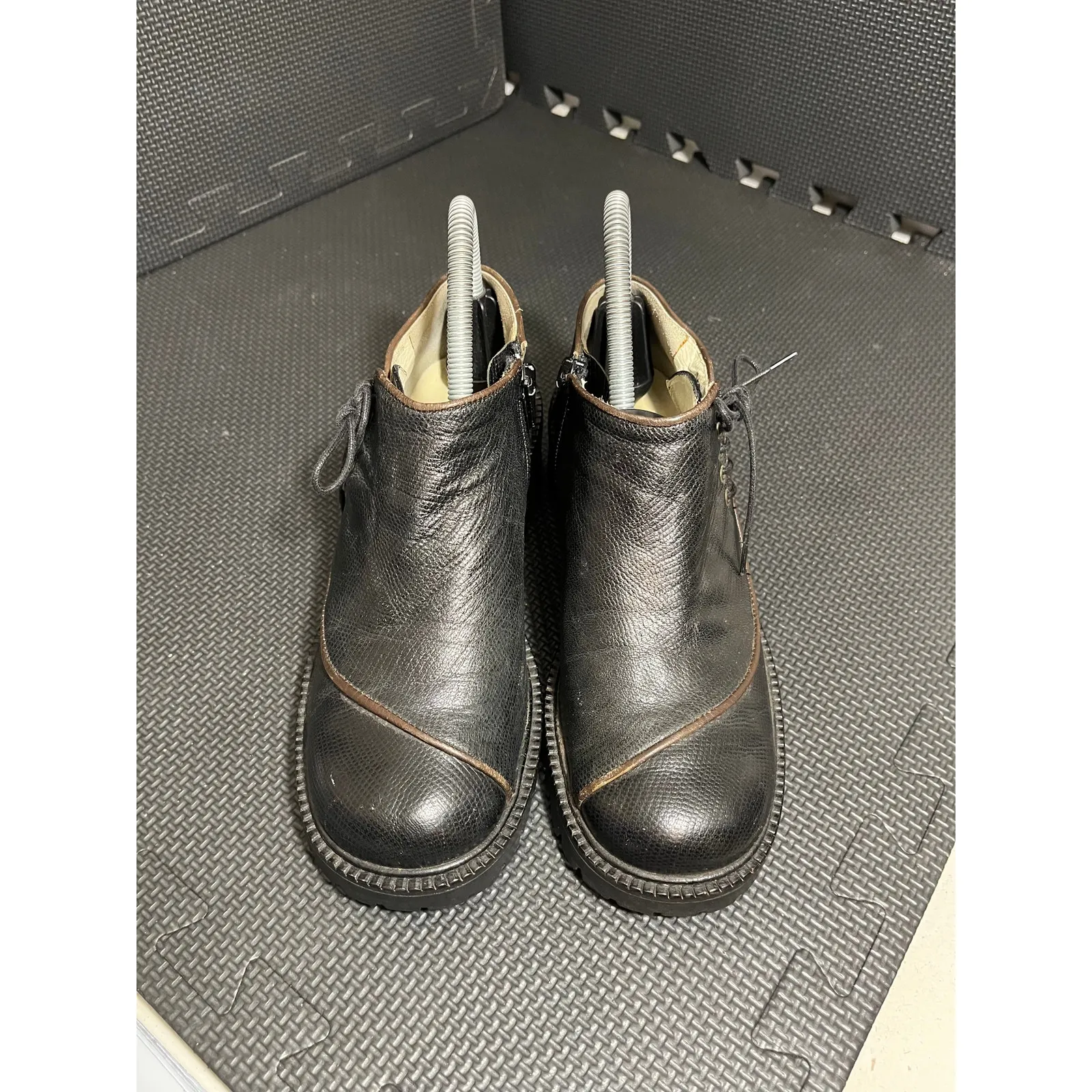 Vintage Giraudon platform black‎ leather chunky punk goth cosplay 90s fits US 7 Black - Image 2