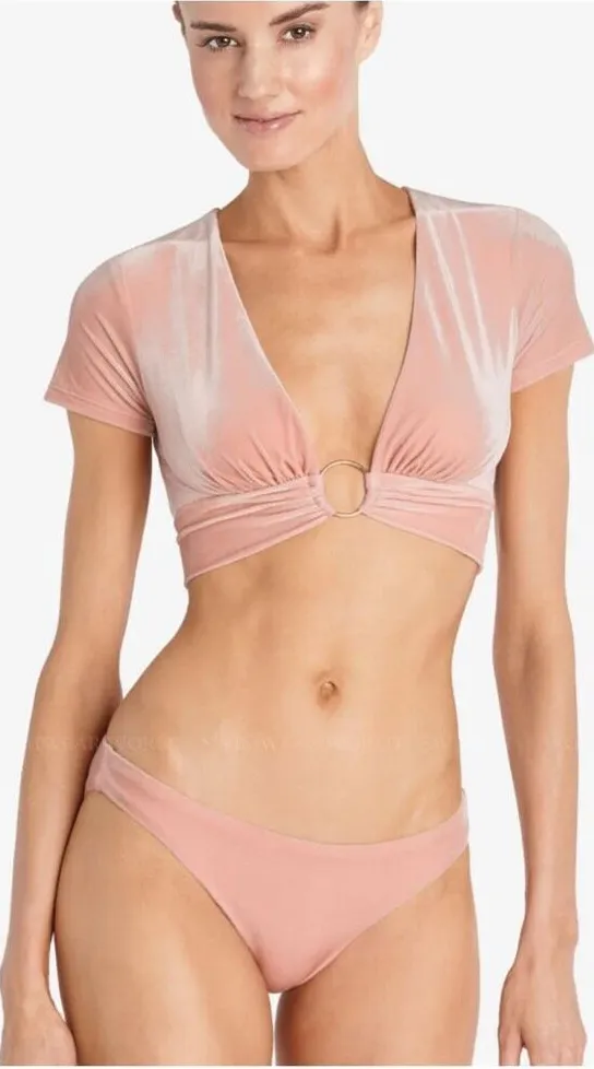New. Robin Piccone blush stretchy velour bikini set. Small. Retails $189 - Image 1