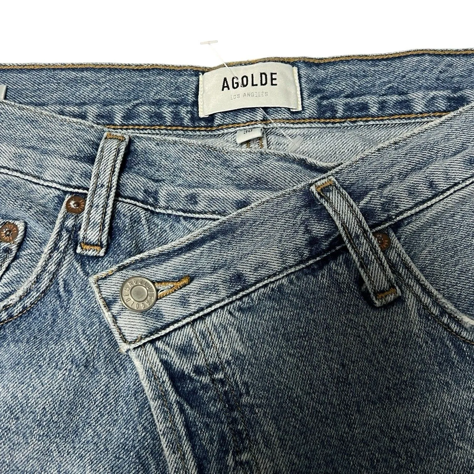 AGOLDE Criss Cross Crossover Suburbia High Rise Denim Straight Leg Jeans Size 30 - Image 6