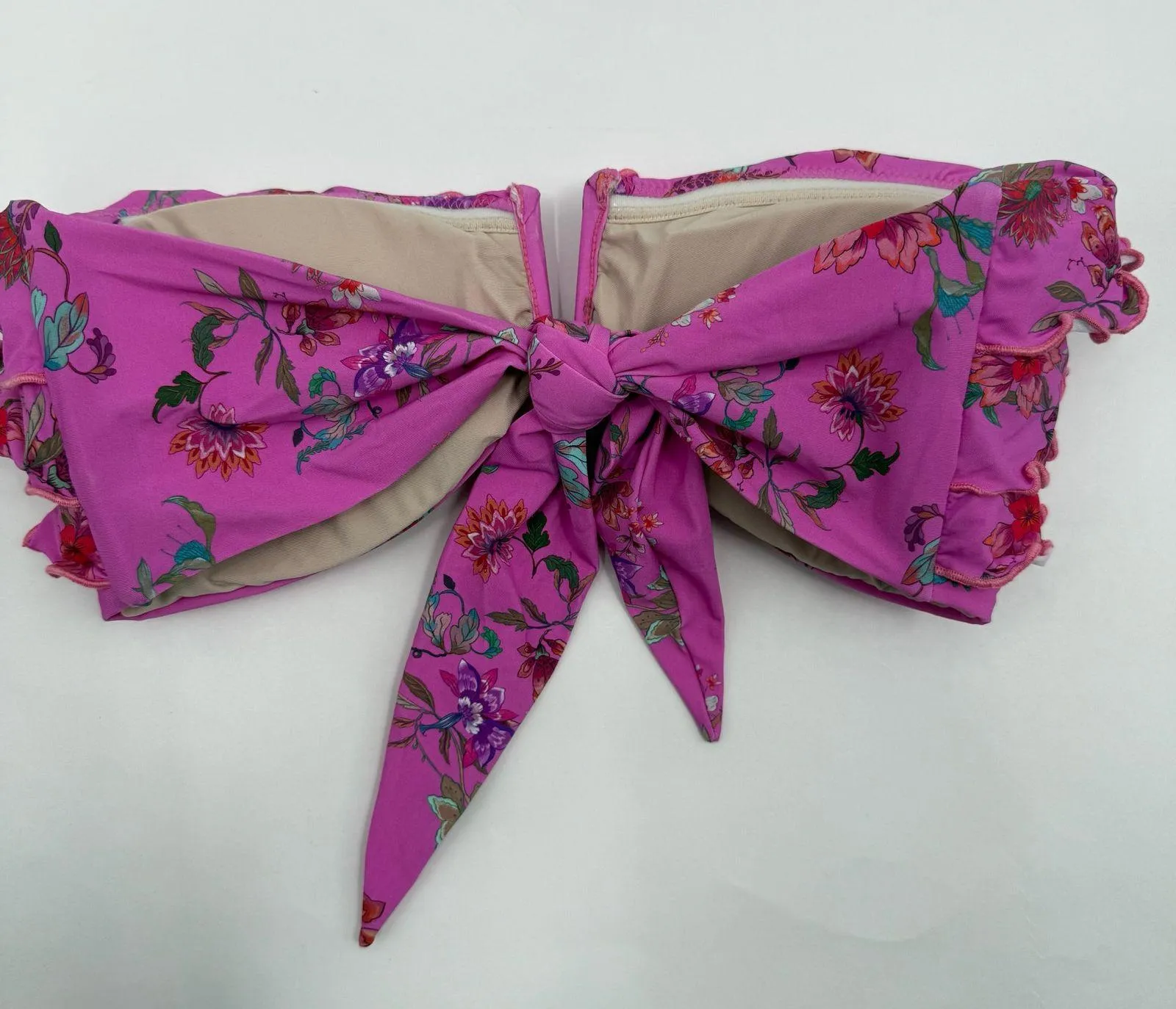 PQ SWIM PILYQ Bikini Top Size Large NEW Bandeau Sample Strapless Ruffle NWOT Purple - Image 2