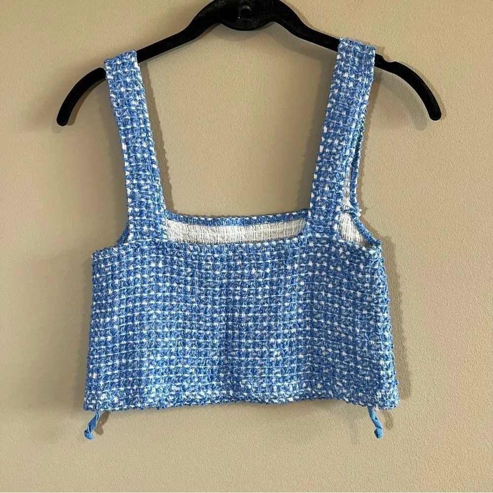 ✨ Zara Women’s Blue White Crop Top Large - Image 4