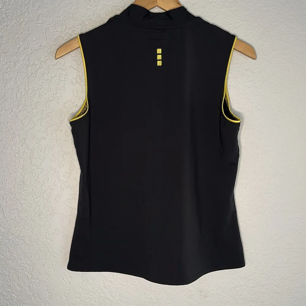 Jamie Sadock Black Sleeveless Golf Top Yellow Athletic Athleisure Sporty Prep Size M - Image 3
