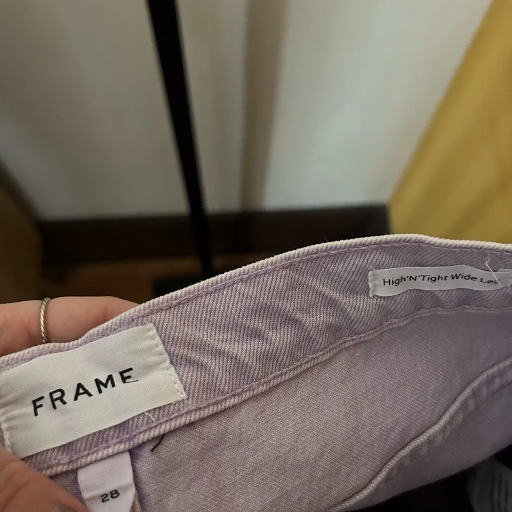 Frame High N Tight Wide Leg Jeans Denim Washed Lilac Purple Size 28 (US 6) - Image 4