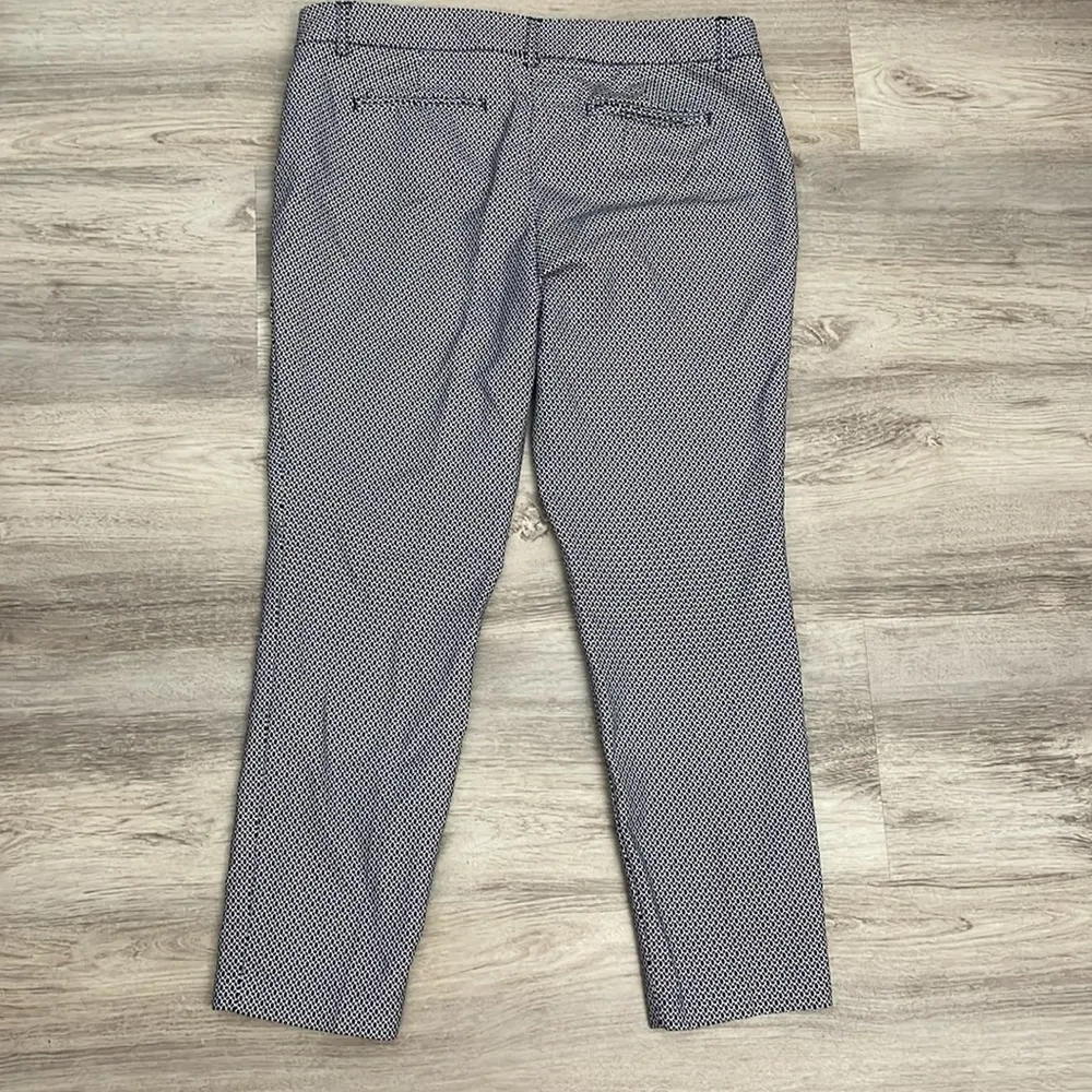 Black, Blue & White Print Ankle Pants Size 10 - Image 2