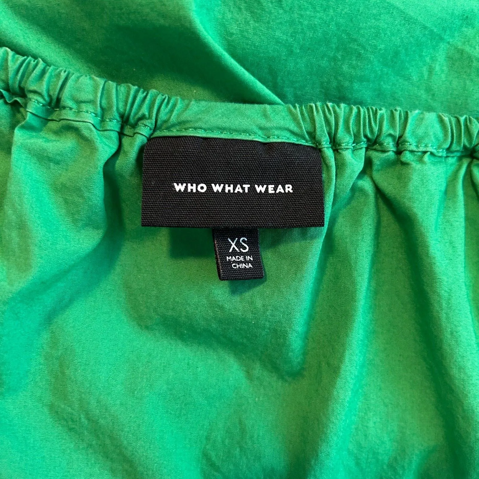 Who What Wear Women's Off Shoulder Green Dress Ruffle Mini Cotton Size XS - Image 5