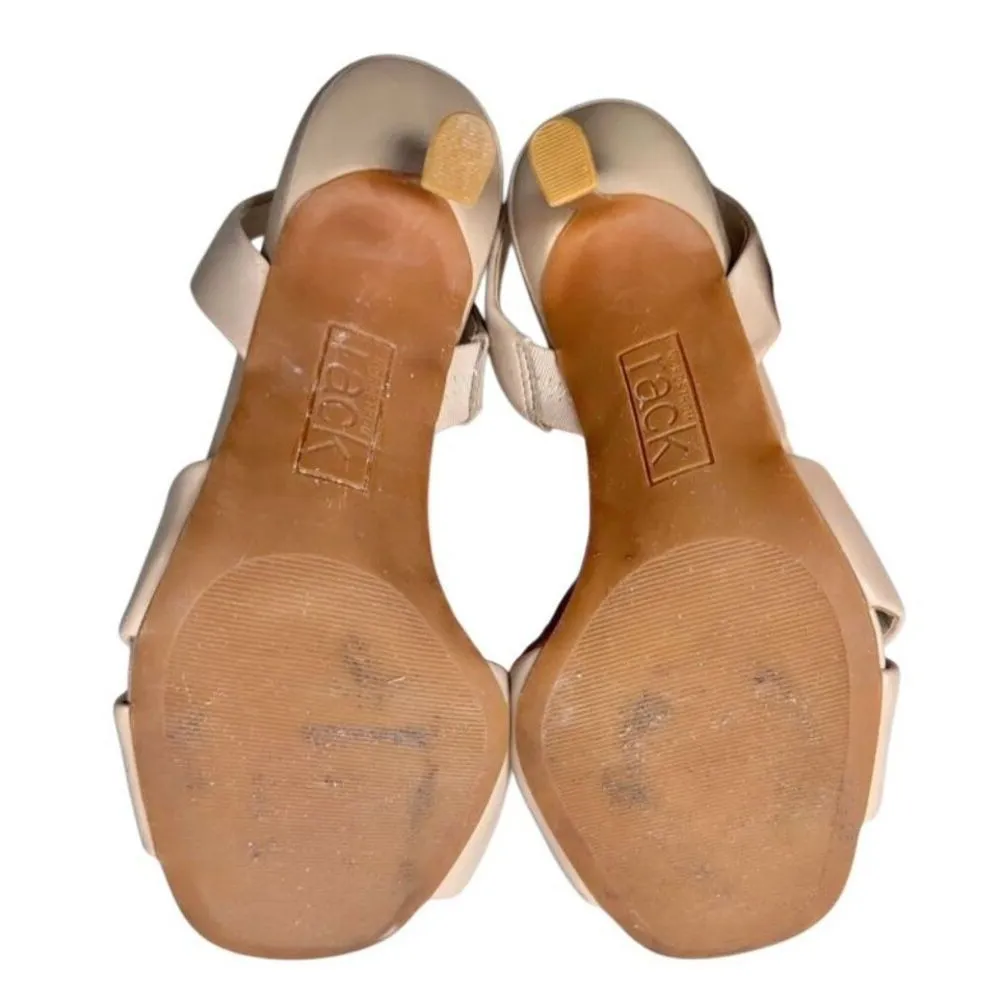 Nordstrom Rack Sandals Size 5.5 Tan Crisscross Ope Toe Slingback Heels‎ - Image 9
