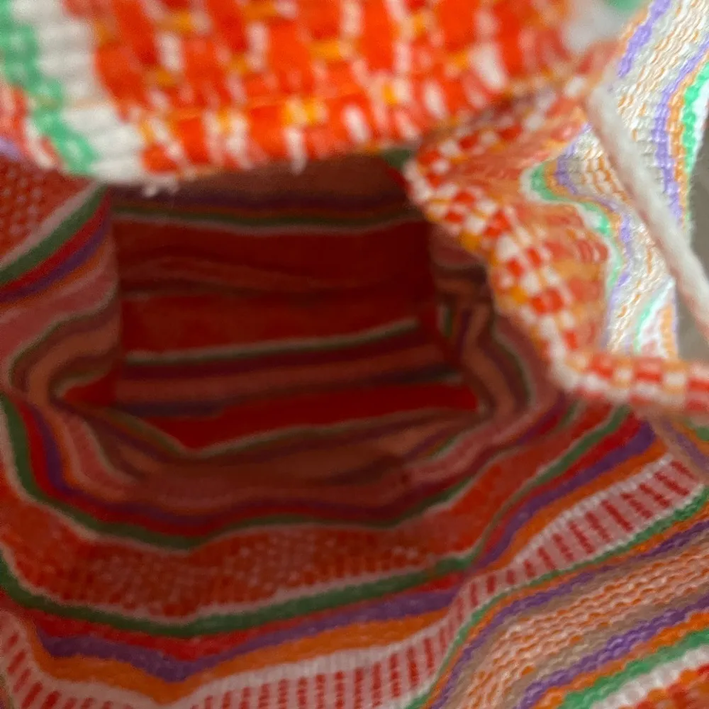 Artesanias Conde orange striped Baja serape backpack with front pocket. NWOT. - Image 5