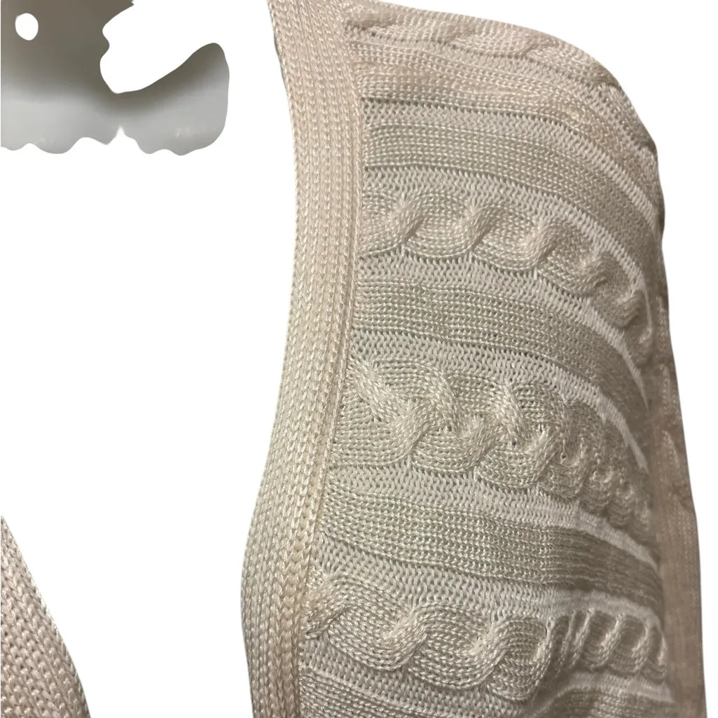 Lauren Ralph Lauren LRL Black Label Ivory Cableknit Open Cardigan Sz L/XL Cozy - Image 5