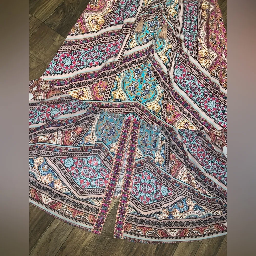 Kachel Travi Printed Maxi Dress NWOT 200$ boho spring Anthropologie kaftan Pink - Image 7