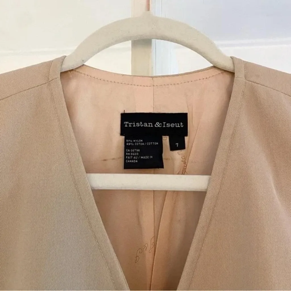 Tristan & Isuet Vintage Y2K Canvas Suit Vest Size 7 Beige - Image 10