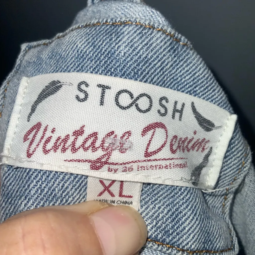 Stoosh  Vintage Light Blue Jean Cotton Jacket Shacket Button Front Pockets XL - Image 10