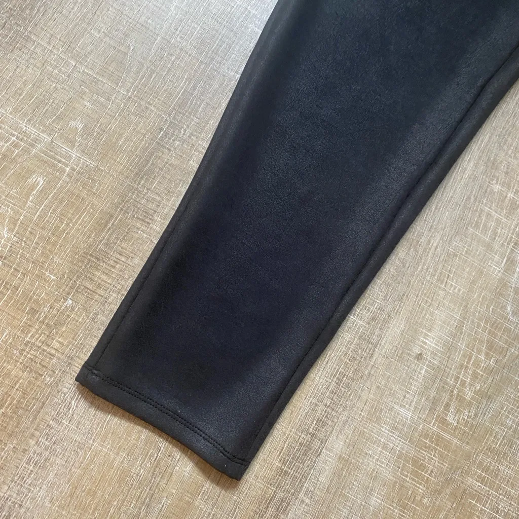 Rachel Zoe Black Jogger Pants Womens M Black Faux Leather Relaxed Fit Drawstring - Image 8