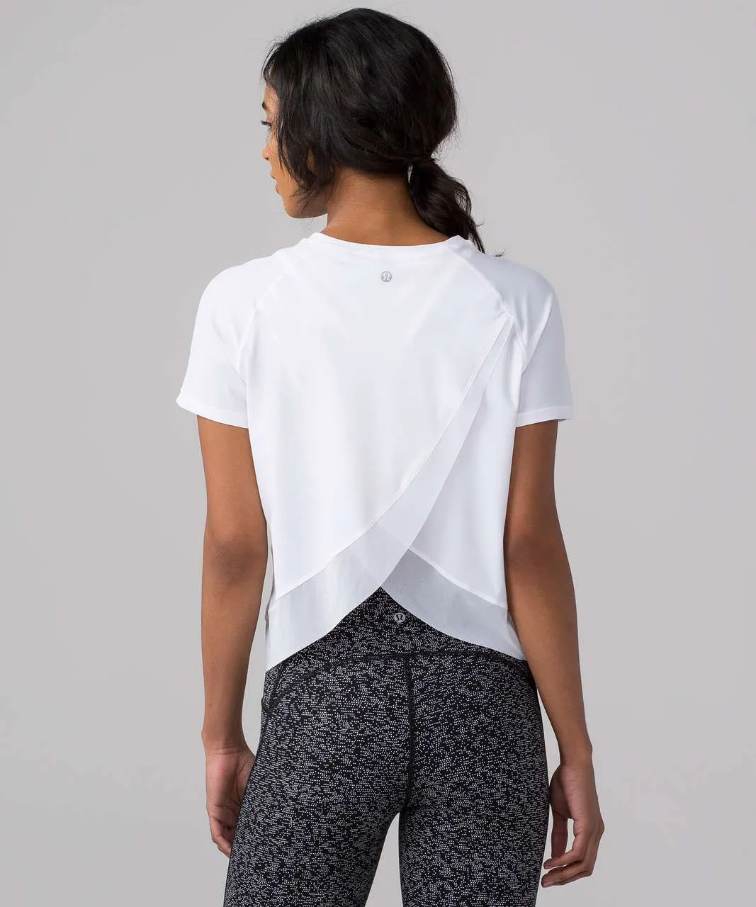 Lululemon Short Sleeve Open Back Workout Top White - Image 2