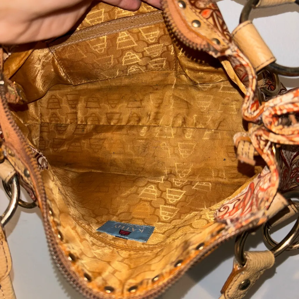 Kathy Van Zeeland Paisley Shoulder Bag in Tan and Brown - Image 9
