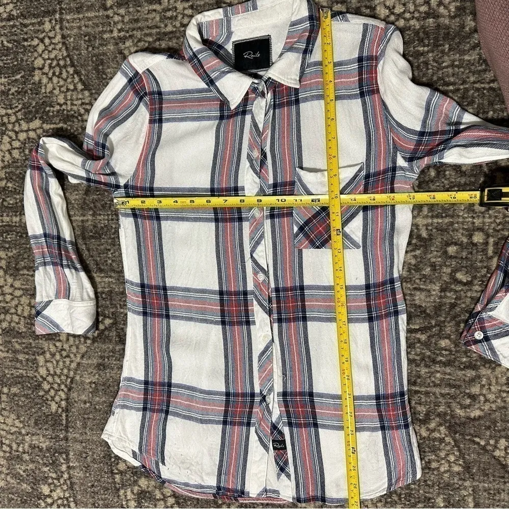 Rails Women’s S White Navy Red Plaid Brushed Flannel Hunter Button Down Shirt - Image 8