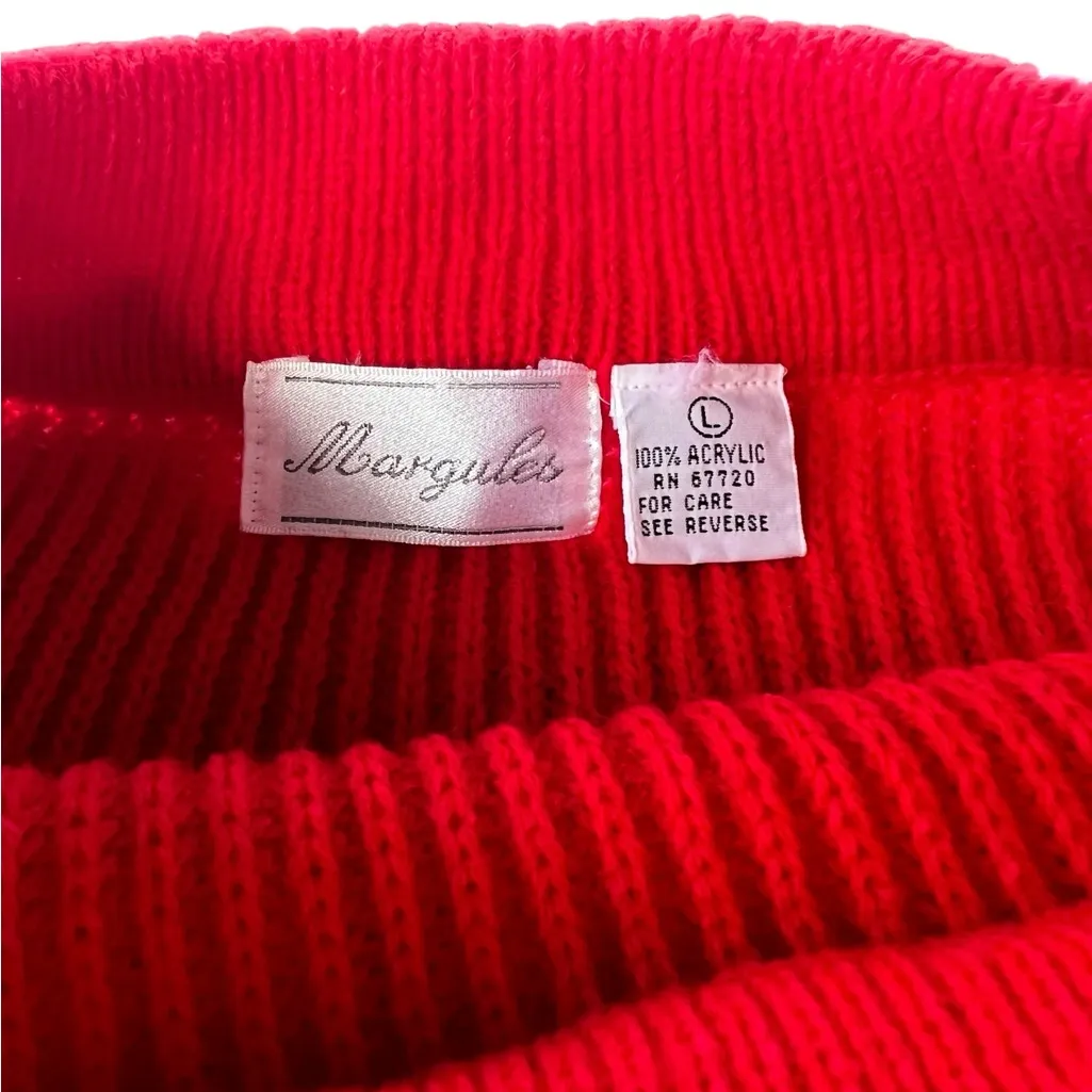 Vibrant Red Knit Sweater dress 1980’s Size L - Image 2