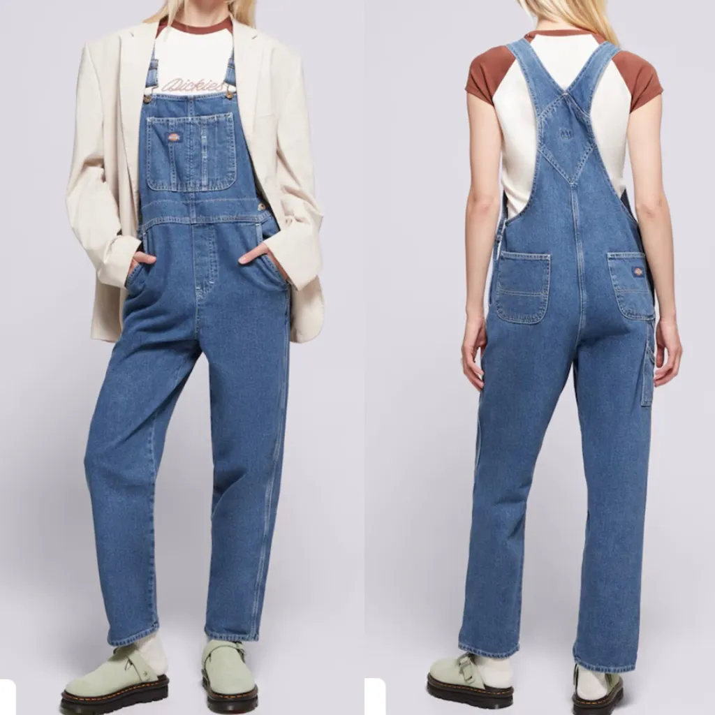 Dickies Heritage Bib Denim Overalls Medium Stone Wash Blue - Image 2