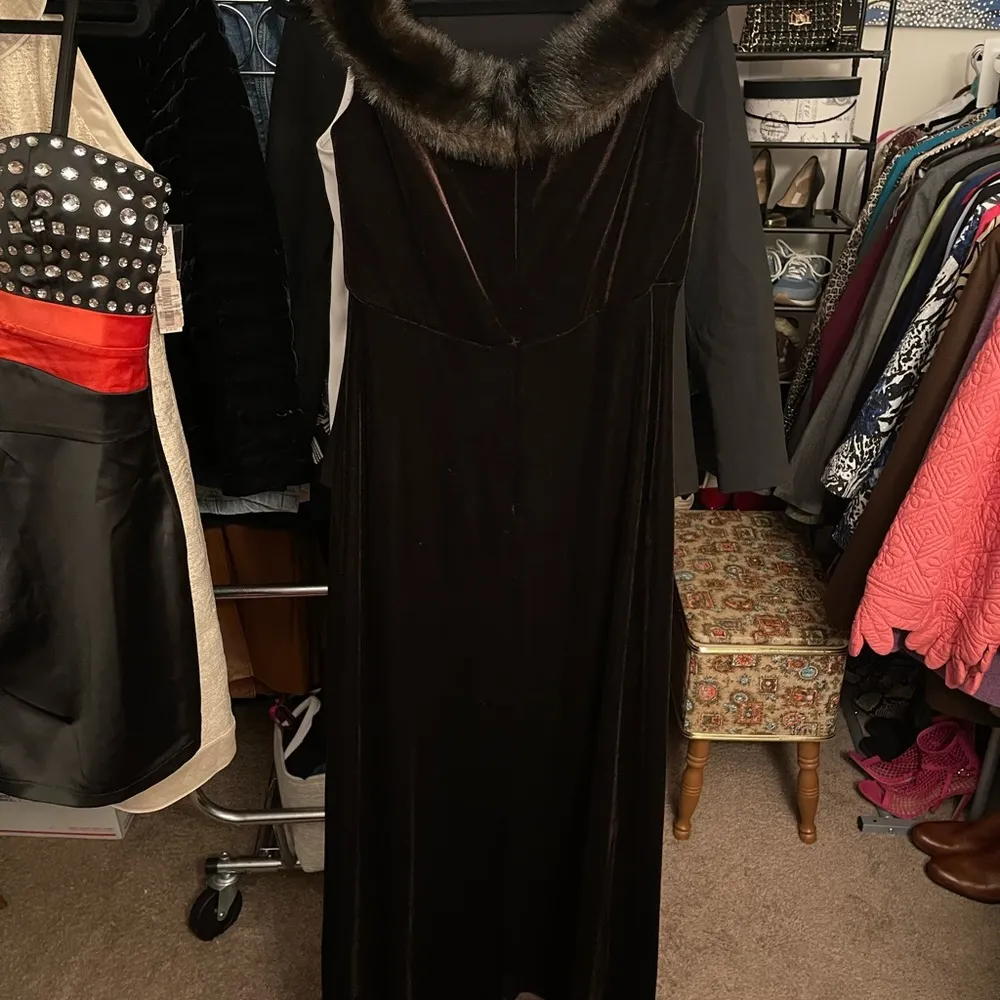 CACHET Vintage Velvet Dress with Faux Fur Trim~ Sz 6 - Image 5