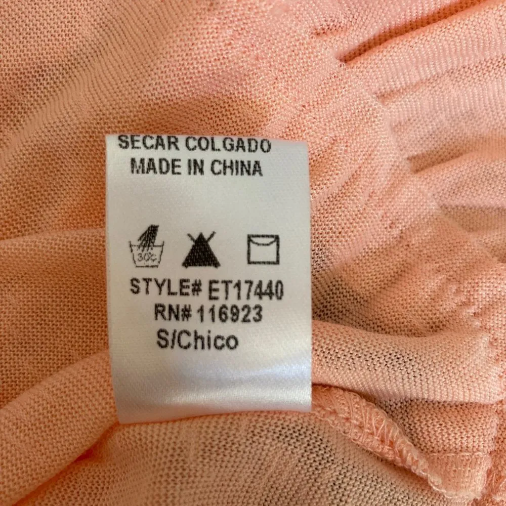 Button Down Ruffle Cotton Slub Top Small Coral Boho Beachy Cottage NWOT - Image 8