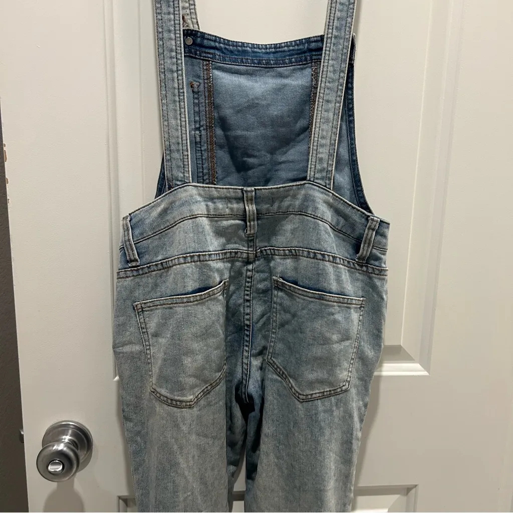 Free People Skinny Distressed Denim Overalls SIZE 25 - Image 7