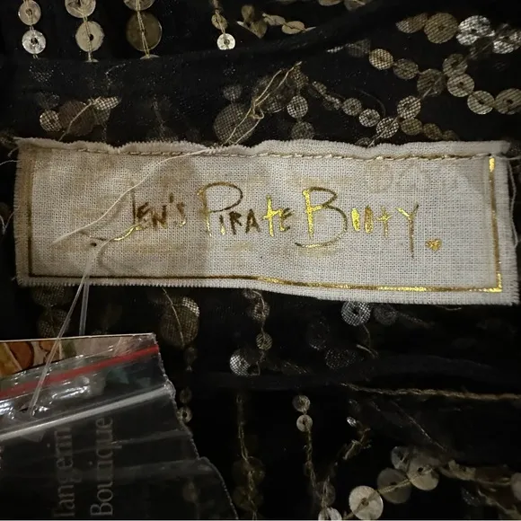 Jen’s Pirate‎ Booty Black Gold Sequin Mesh Mini Dress XS Art Deco - Image 9