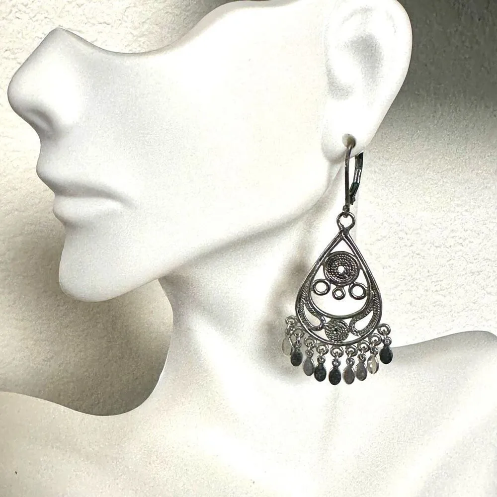 Silver tone teardrop earrings - Image 3