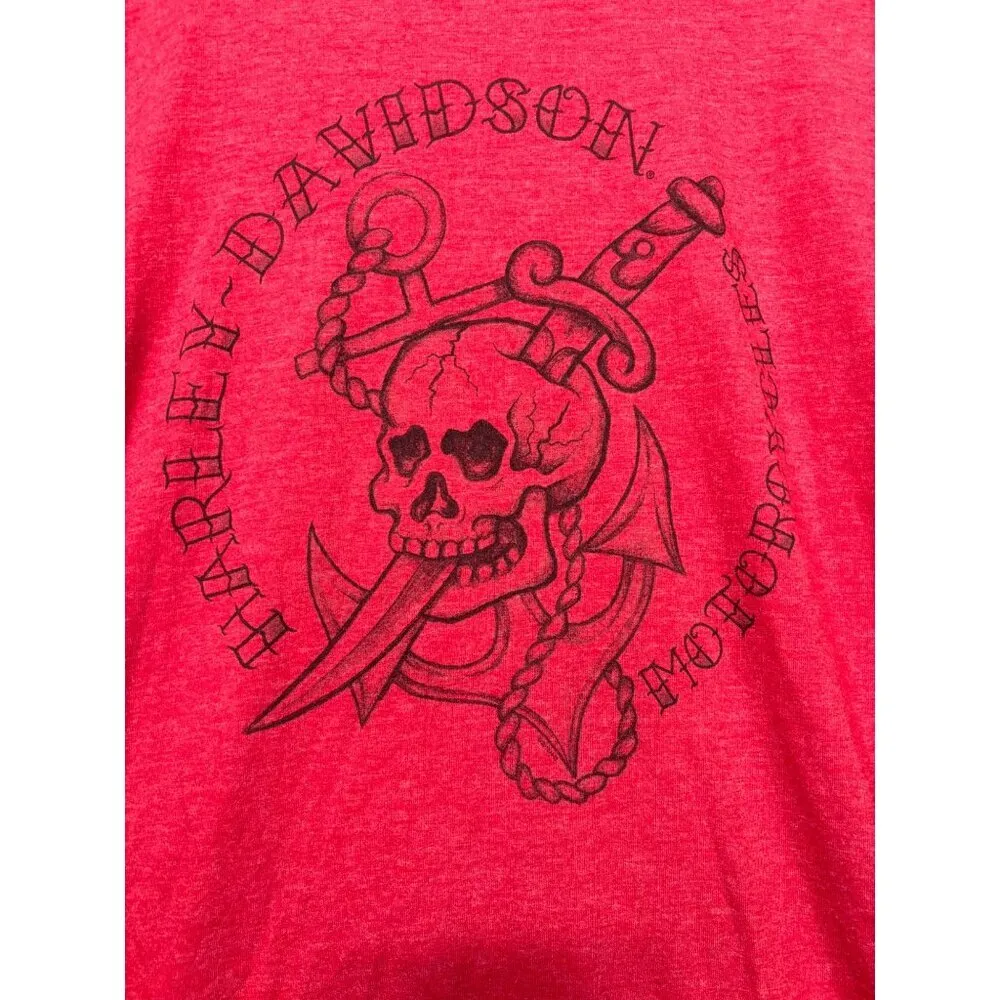 Harley Davidson Red Skull Anchor Graphic T-Shirt XL Traverse‎ City - Image 2