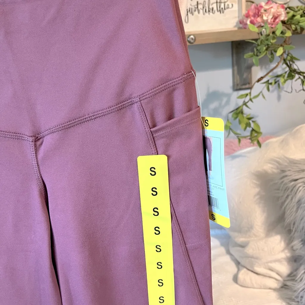 Leggings Jockey Flare Cropped Nocturne Rose Mauve Womens Small Athletic Pockets Pink - Image 3