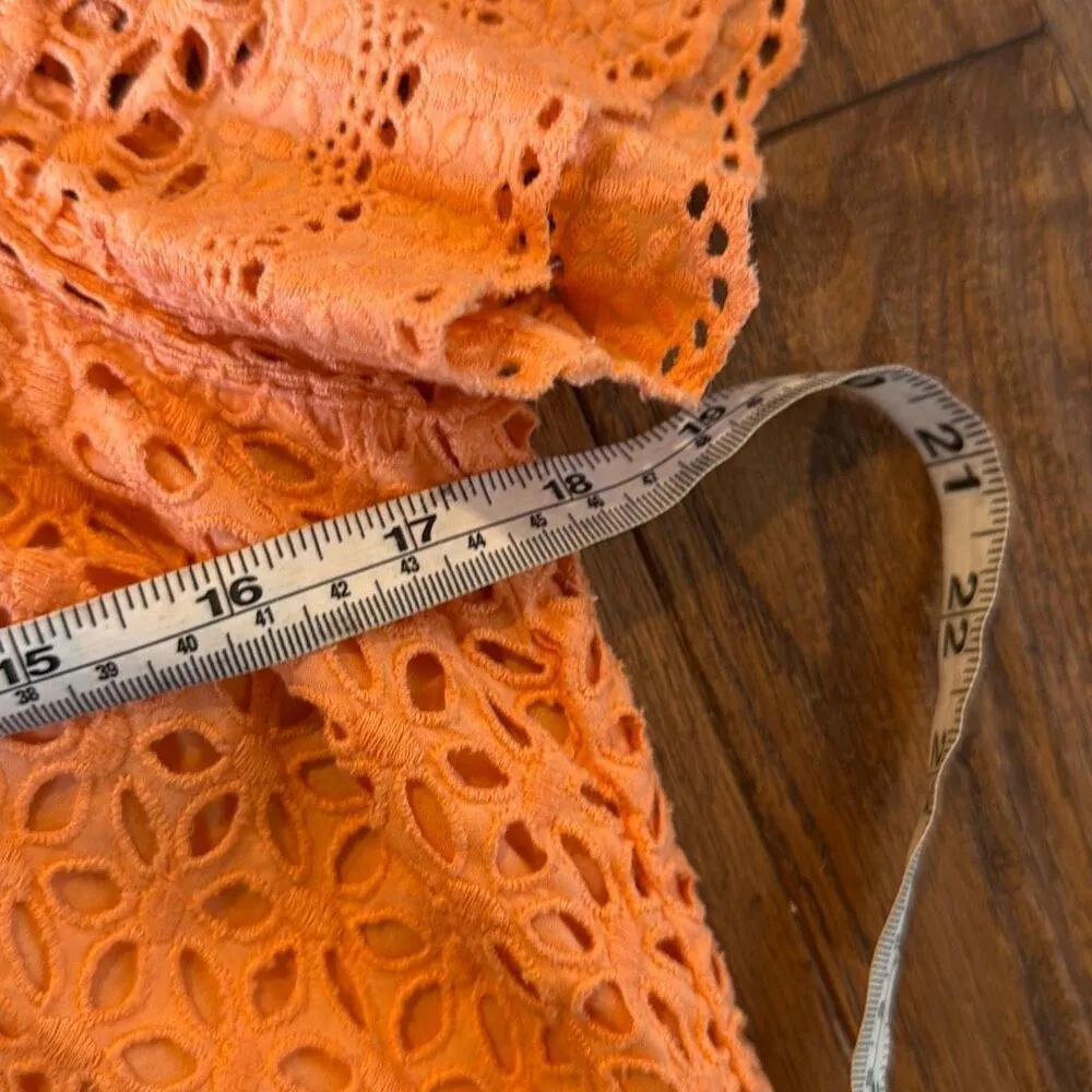 J.Crew orange eyelet cap sleeve top size 2 Orange - Image 8