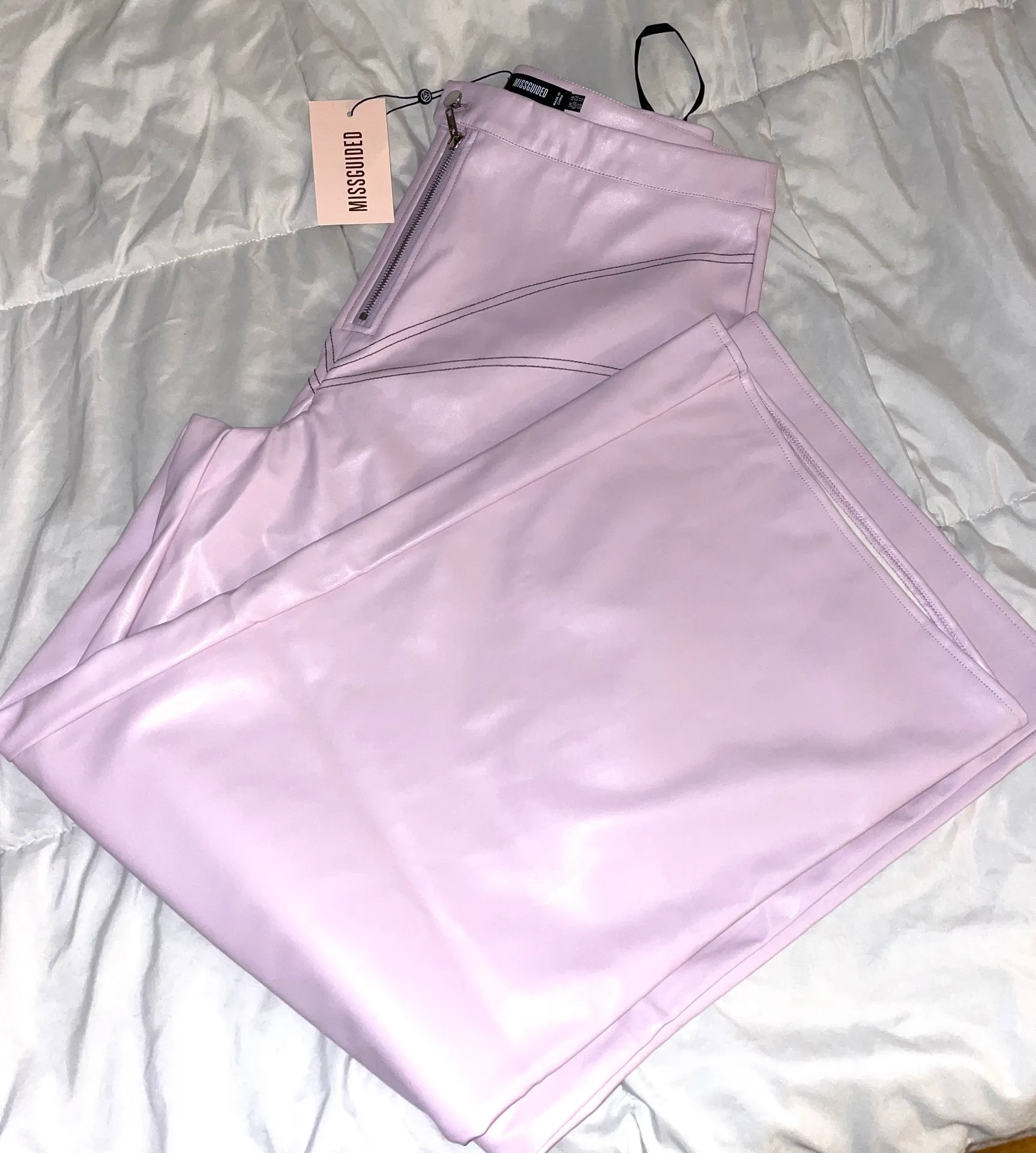 Missguided Pink Leather Pants - Image 2