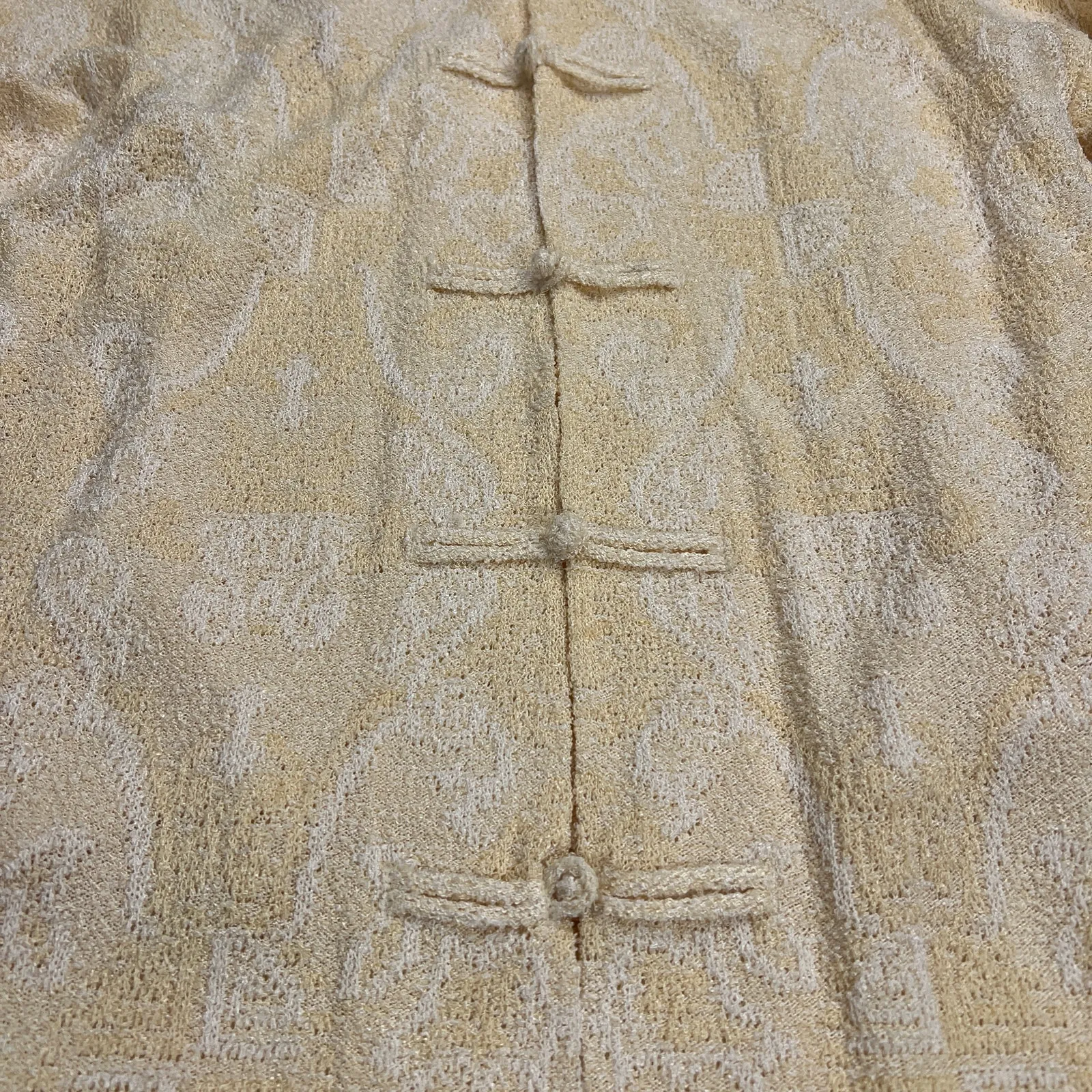 French Rags Buttercream Yellow Asian Pointelle Sweater Twinset Size M Size M - Image 7