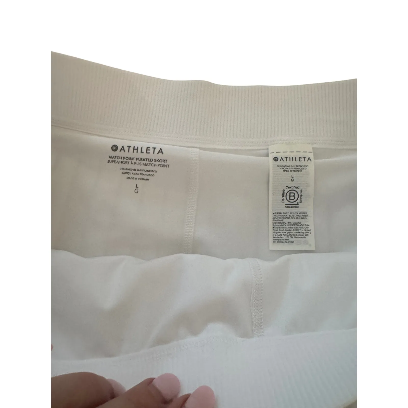 Athleta Match Point Pleated Skort White Lightweight Stretch Size L NWT - Image 4