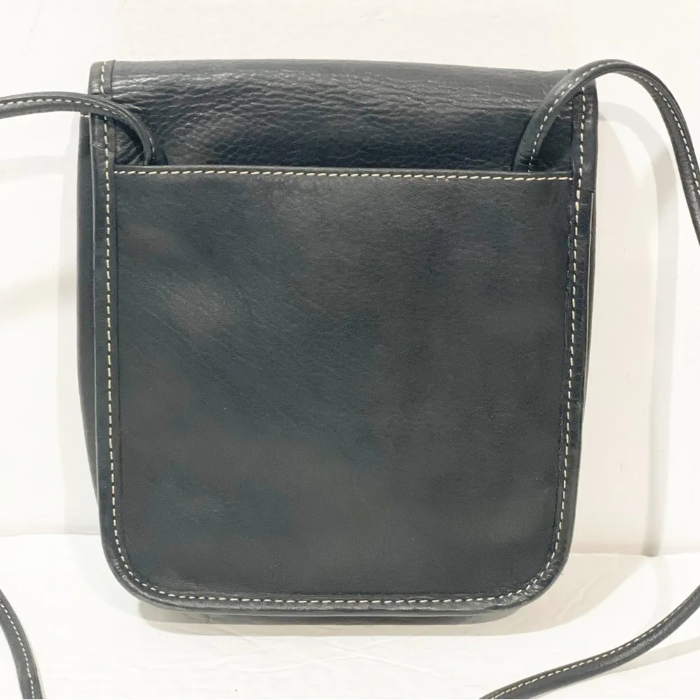 Fossil Dark Black Leather Small Flapper Multi Compartment Crossbody Bag Purse - Image 4