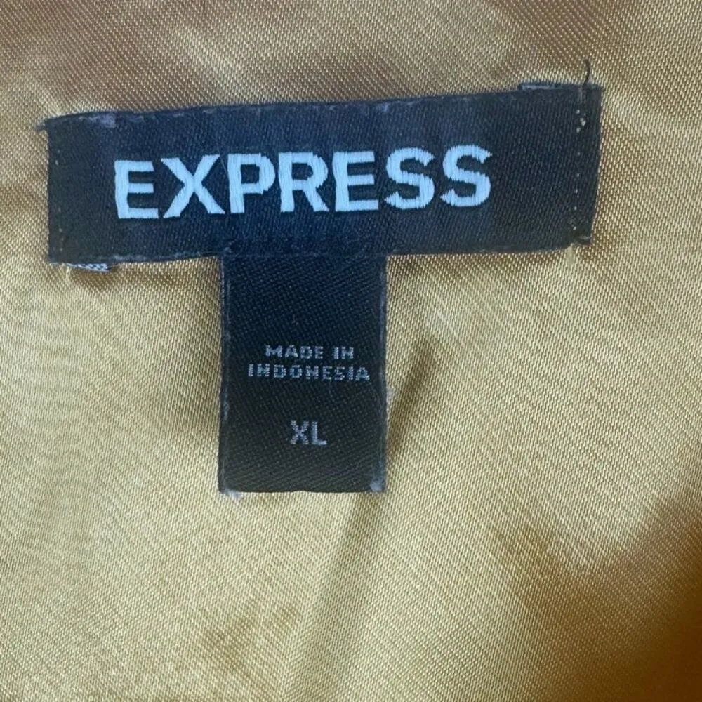 Express Womens Yellow Short Sleeve Dress Ruffle Bottom Small Dot Pattern XL - Image 4