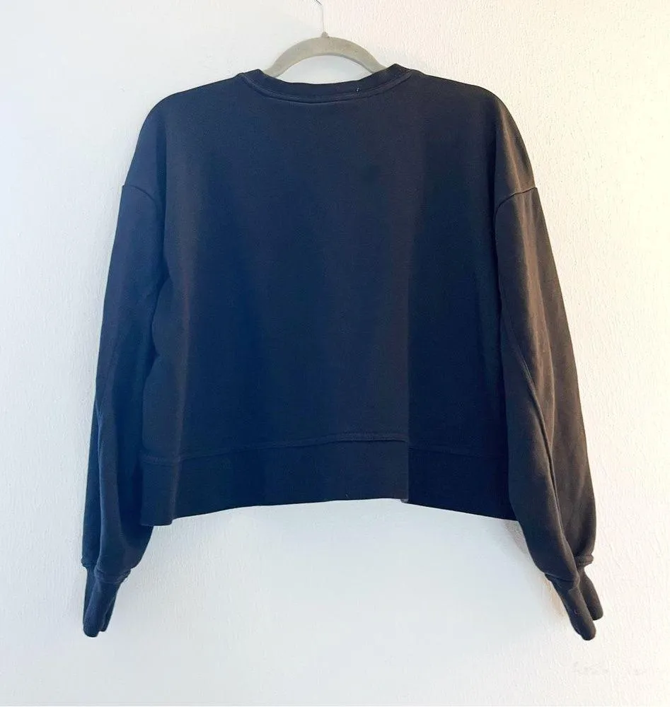 Nike Sweatshirt Black Cropped Sweatshirt w/ Plush Fuzzy Tick Logo Sz M GUC - Image 8