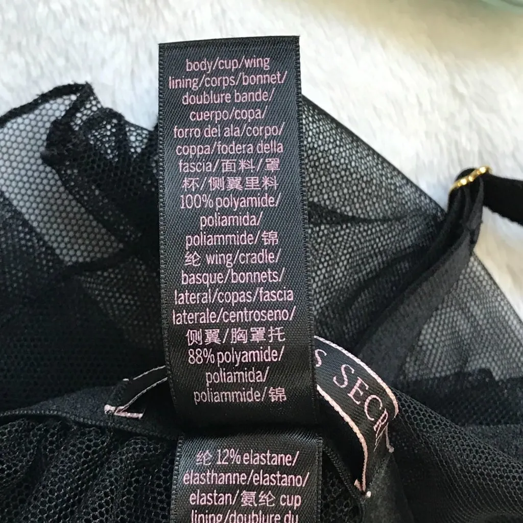 Victoria's Secret Floral Lace Babydoll Nightie Women's Size‎ 34D Black Underwire - Image 9