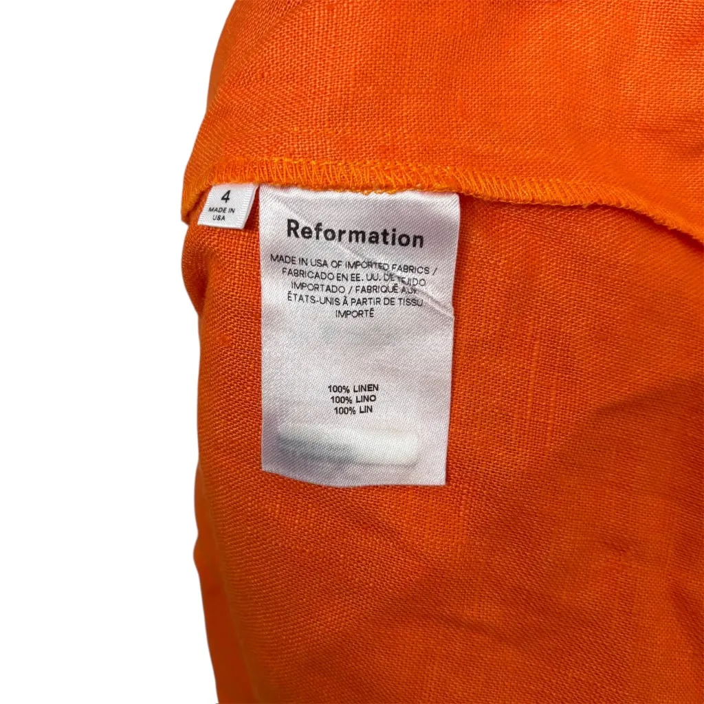 Reformation Pearson Linen Dress, Citrus Orange - Image 4