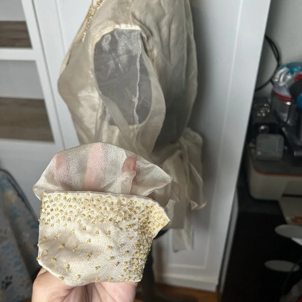 Ronni Nicole Women’s Dressy‎ Vintage Cross Over sheer Champagne Color blouse - Image 5