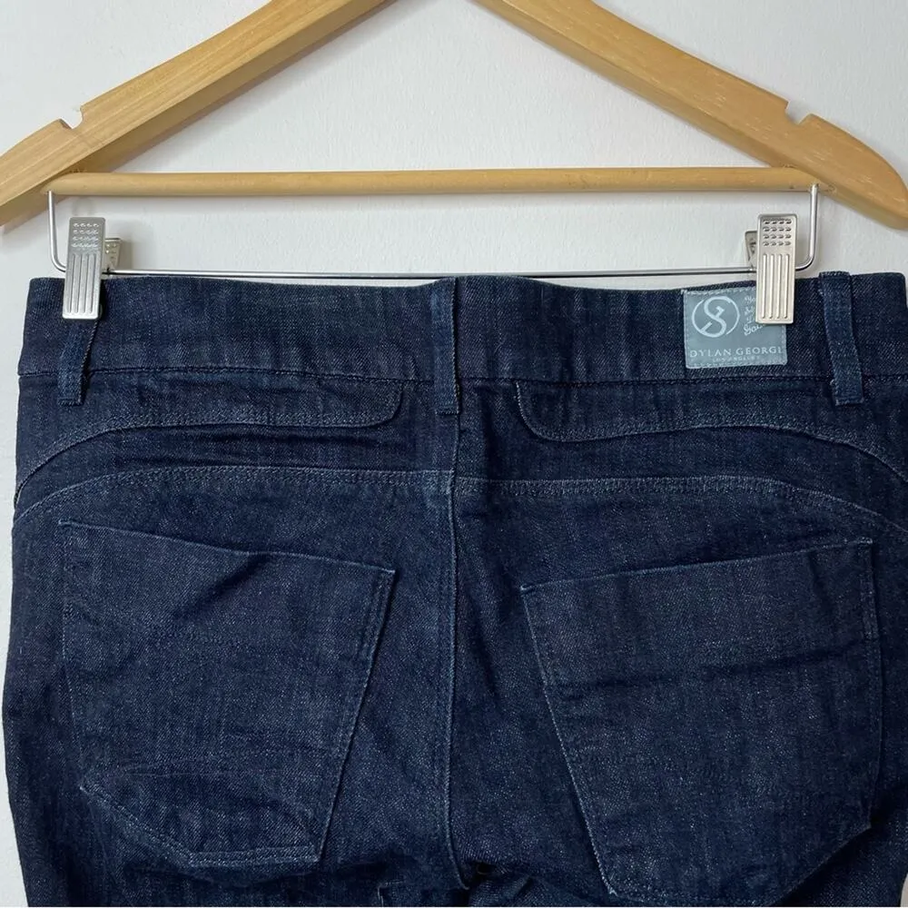 Dylan George Dark Wash Low Mid rise slim straight leg denim jeans womens 29 Blue - Image 5