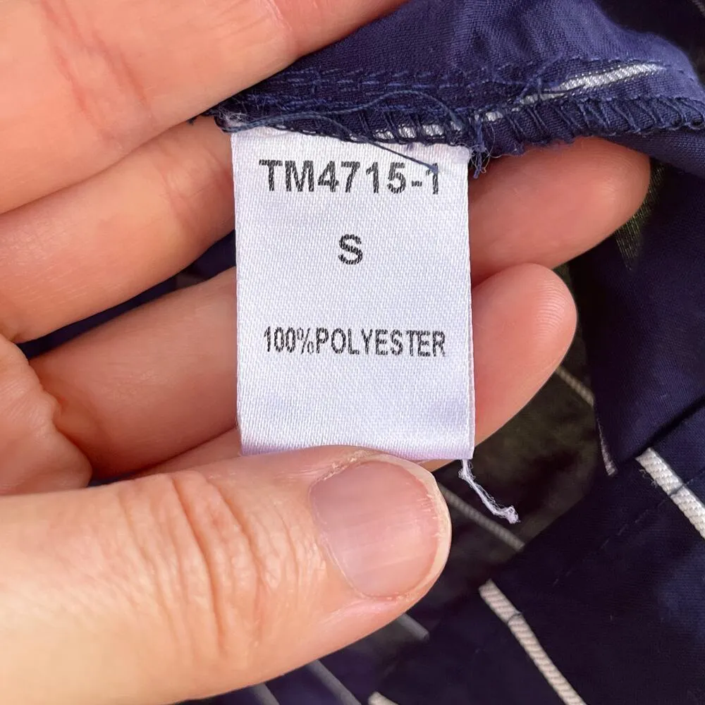 THML Women's Navy Stripe Rainbow Trim Top Size S - Image 6